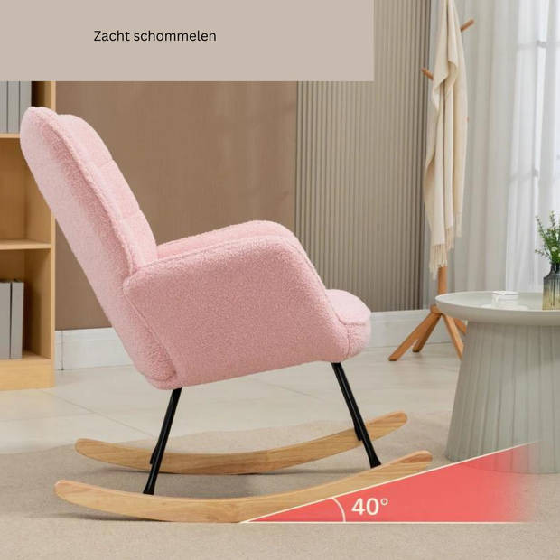 Schommelstoel - Stoelen - Meubels - Fauteuil - Roze - 92 cm x 71 cm x 101 cm