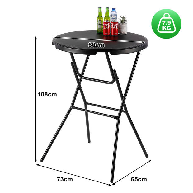 Bardi 4 x Statafel Inklapbaar 80 x 110 cm. Zwart inclusief Zwarte Rokken