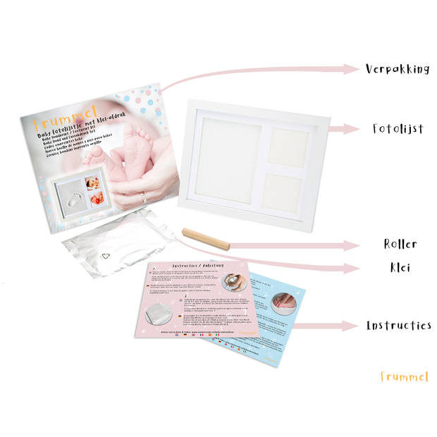 Frummel Baby Fotolijstje met Klei Afdruk (Gipsafdruk baby) - 28 x 23 cm