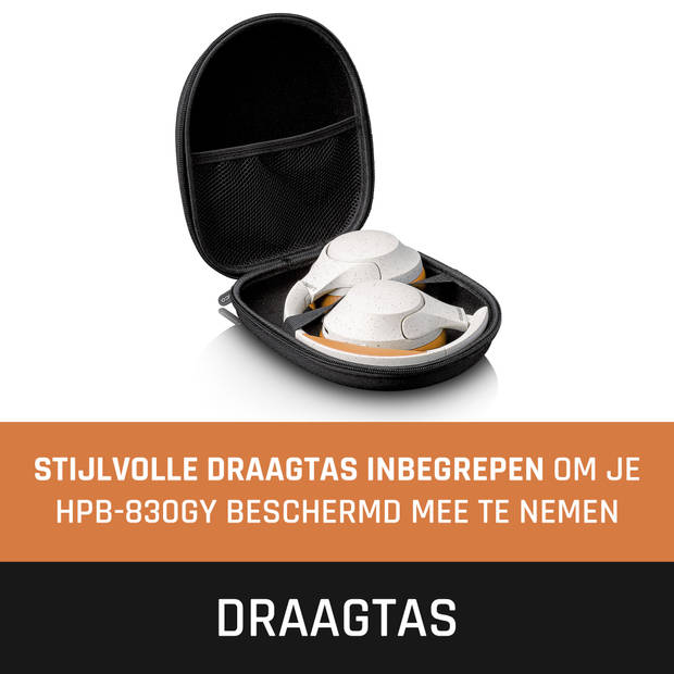 Draadloze Bluetooth® koptelefoon met Active Noise Cancelling en ingebouwde microfoons Lenco Grijs-Wit