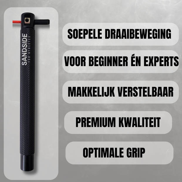 Sandside Springtouw Speedrope Verstelbaar Zwart Handvat Rood Touw