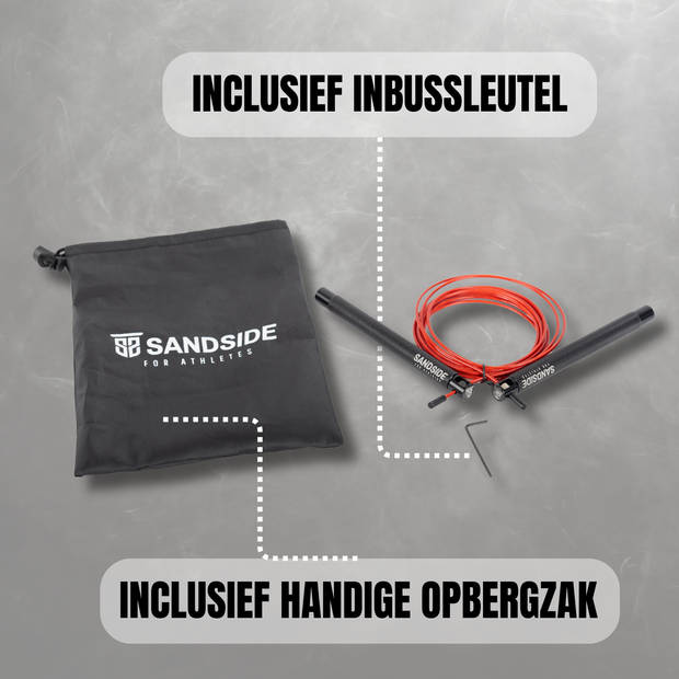 Sandside Springtouw Speedrope Verstelbaar Zwart Handvat Rood Touw