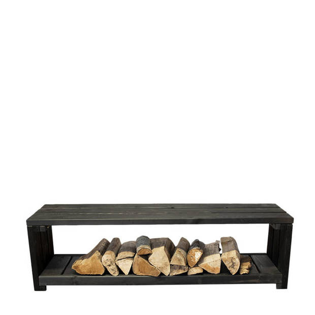 Sens-Line - Lyon opberg tuinbank - 150 cm - Hout - Zwart