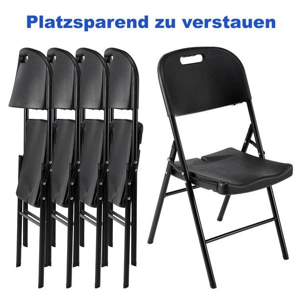 Bardi 4 Delige Klapstoelenset – Vouwstoelenset Zware Kwaliteit, Weersbestending 47 x 54 x 87 cm. – Zwart