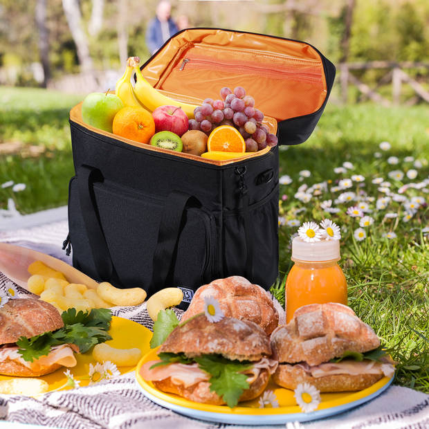 Brisby 4 Laags Geïsoleerde Koeltas - Lunchtas 30 liter - Zwart met Oranje