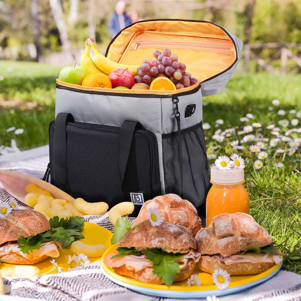 Brisby 4 Laags Geïsoleerde Koeltas - Lunchtas 30 liter - Zwart Grijs