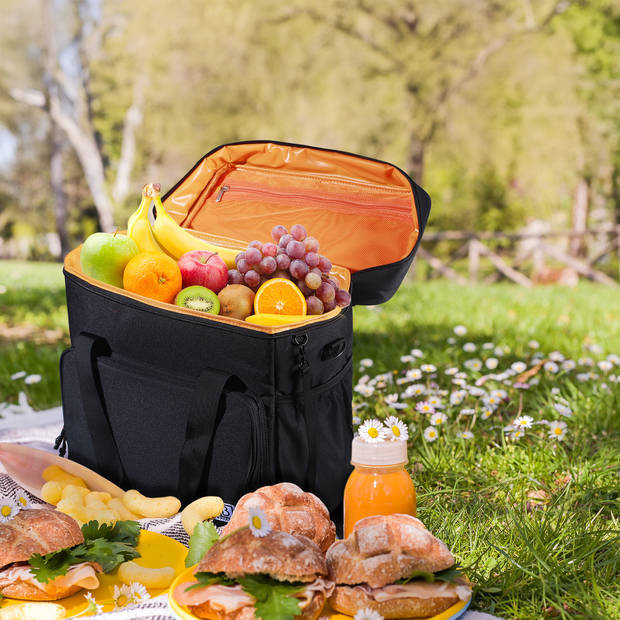 Brisby 4 Laags Geïsoleerde Koeltas - Lunchtas 40 liter - Zwart met Oranje