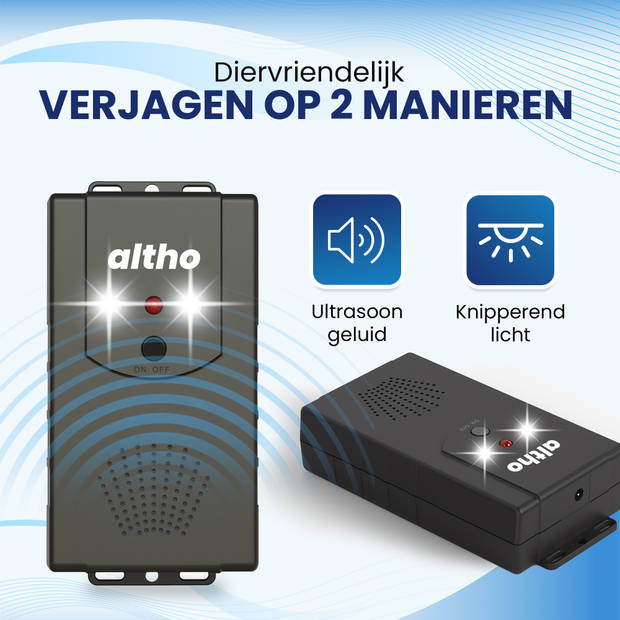 Altho Marterverjager - Marterverjager auto - Steenmarter - Marterverjager op batterijen, 12V en stopcontact