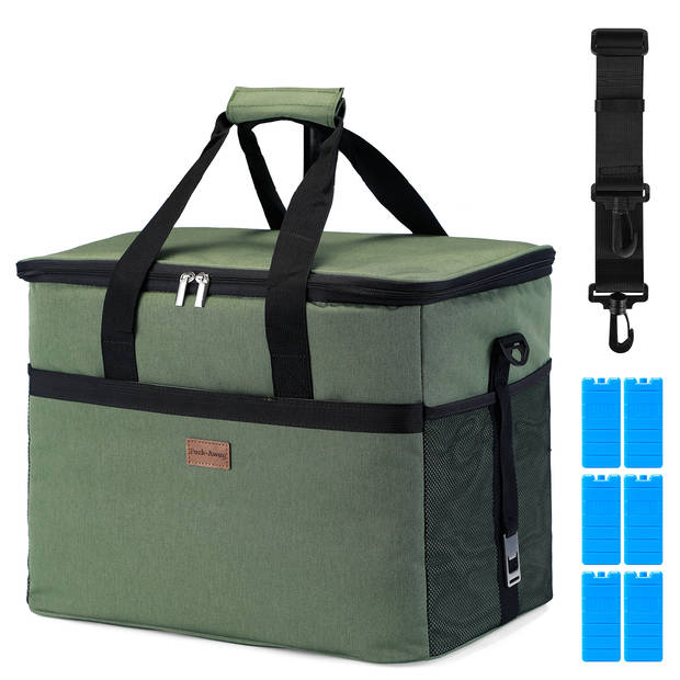 Packaway 4 Laags Geïsoleerde Koeltas - Lunchtas 40 liter - Inclusief Divider - Groen