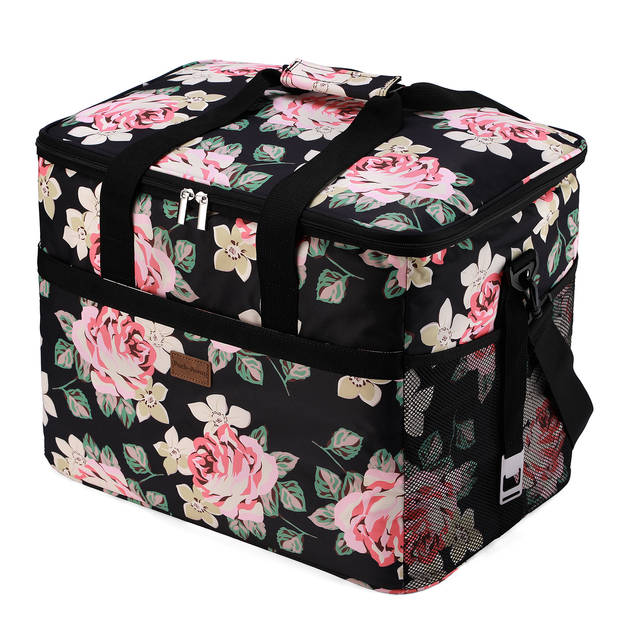 Packaway 4 Laags Geïsoleerde Koeltas - Lunchtas 40 liter - Black Flower