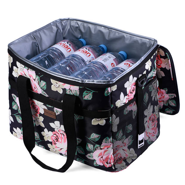 Packaway 4 Laags Geïsoleerde Koeltas - Lunchtas 40 liter - Black Flower