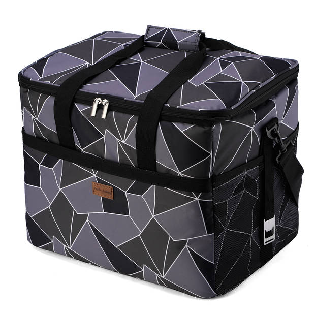 Packaway 4 Laags Geïsoleerde Koeltas - Lunchtas 40 liter - Abstract Zwart Grijs