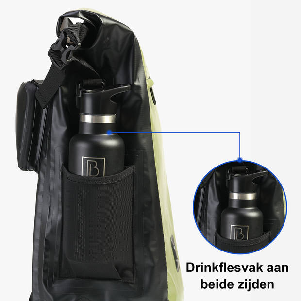 Brisby 20-26 Liter 3 in 1 Waterdichte Rolltop Fietstas - Rugtas - Schoudertas - Ook Voor Elektrische Fiets - Groen