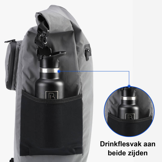 Brisby Waterdichte Fietstassen 40-52 Liter SET van 2 Reflectie