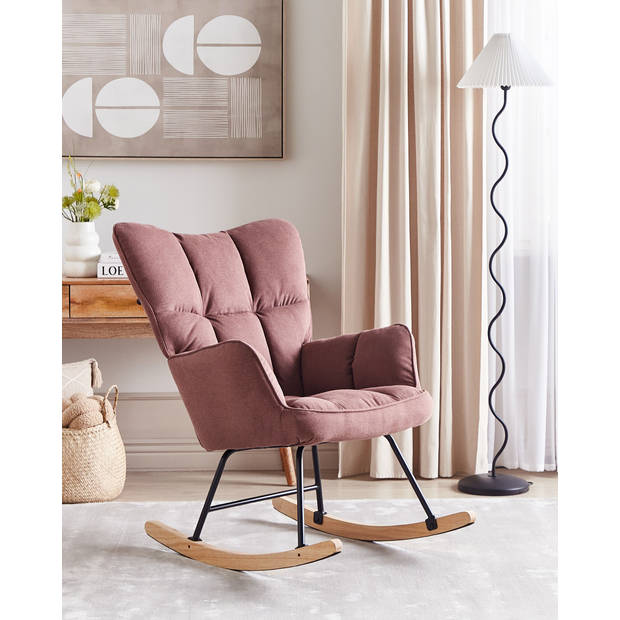 Beliani OULU - Schommelfauteuil-Roze-Polyester