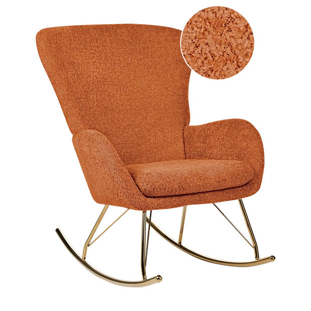 Beliani ANASET - Schommelfauteuil-Oranje-Bouclé