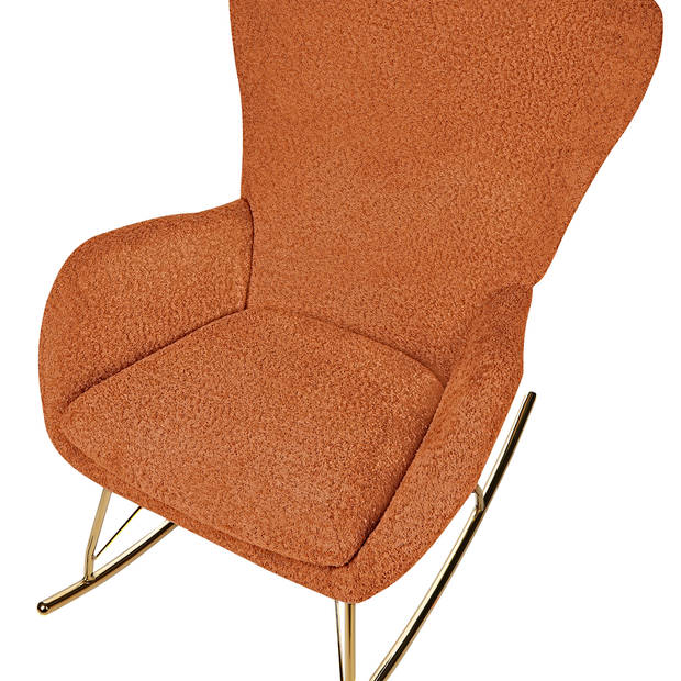 Beliani ANASET - Schommelfauteuil-Oranje-Bouclé