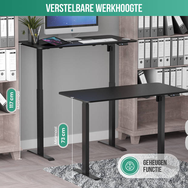 Avalo Zit Sta Bureau Elektrisch Verstelbaar - 120x60 CM - Zwart - Elektrisch Bureau