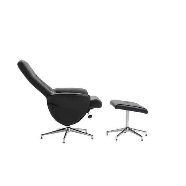 Rolf fauteuil recliner met hocker PU kunstleer zwart.