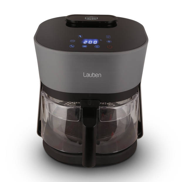 Lauben Glazen Airfryer - Stoomfunctie - 4.5 L - Zwart/Grijs