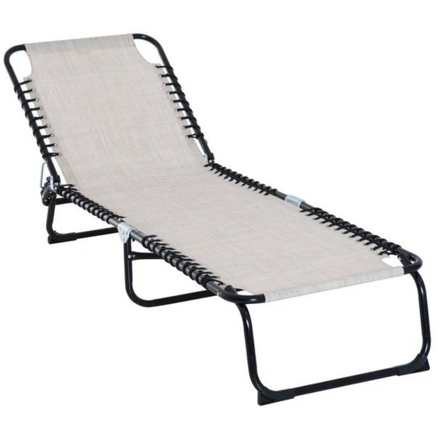 Stretcher - Veldbed - Ligbed - Zonnebed - Ligstoel - Tuinmeubelen - Tuinstoel - Stoelen - beige 197 x 58 x 30 cm