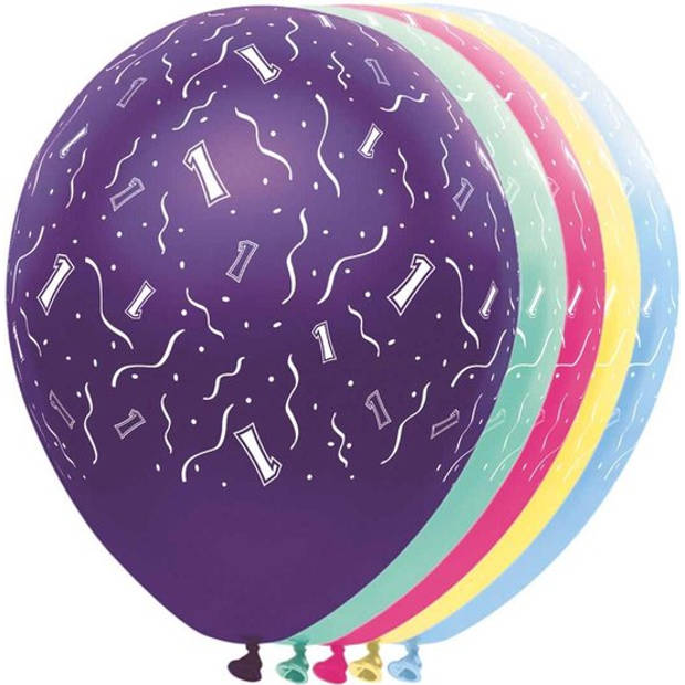 1 Jaar Feestballonnen - ballon - leeftijd - 5 stuks