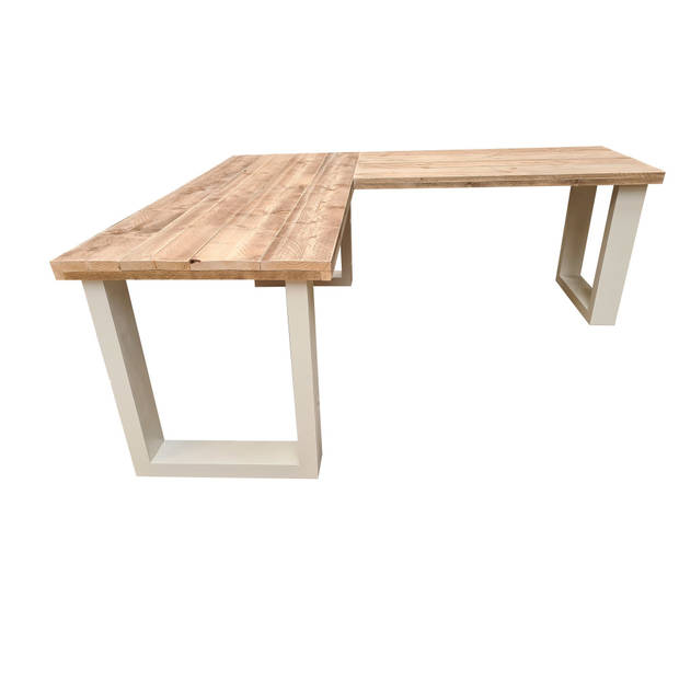 Wood4you - Hoekbureau - New england wit - 180/130 Hout - Werkbureau