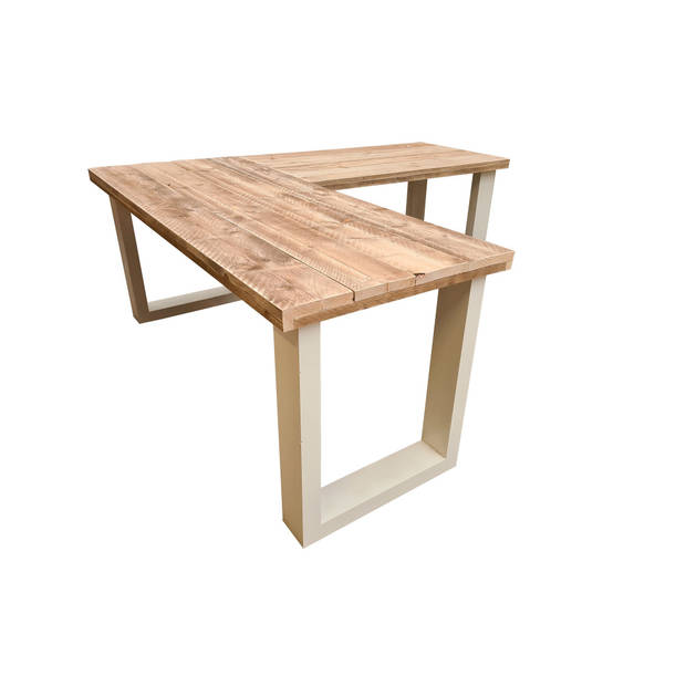 Wood4you - Hoekbureau - New england wit - 180/130 Hout - Werkbureau