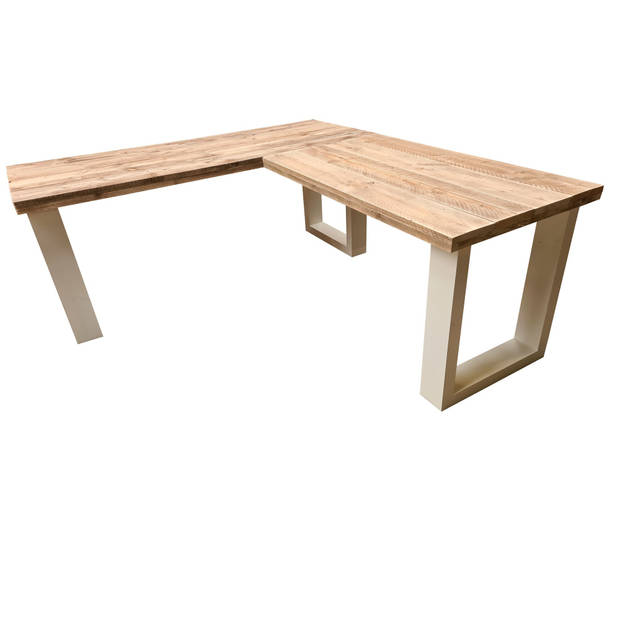 Wood4you - Hoekbureau - New england wit - 180/130 Hout - Werkbureau