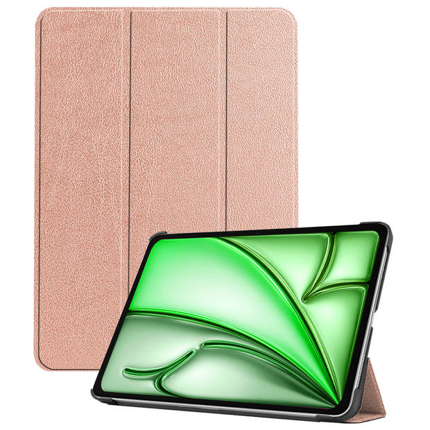 Basey Apple iPad Air 6 11 (2024) Hoesje Kunstleer Hoes Case Cover -Rose goud
