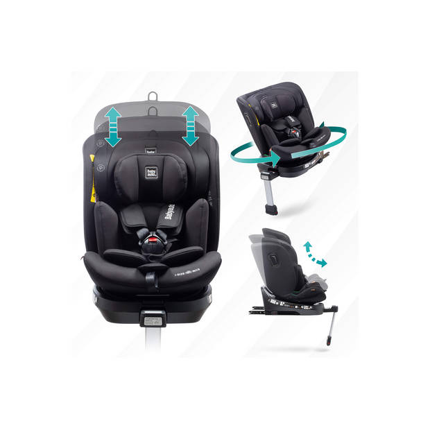 BabyAuto Aitana - i-Size Autostoel - 360 graden draaibaar - Isofix - 40-150 cm - 0-36kg - Tot 12 jaar - Kleur Zwart