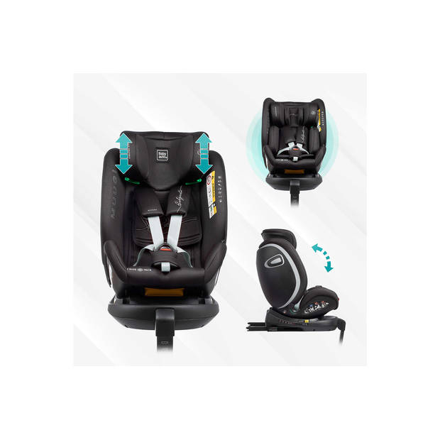 BabyAuto autostoel Muugi - iSize - 40-150 cm - 0-12 jaar - 0-36 kg - kleur zwart - groep 1 2 3 - Isofix