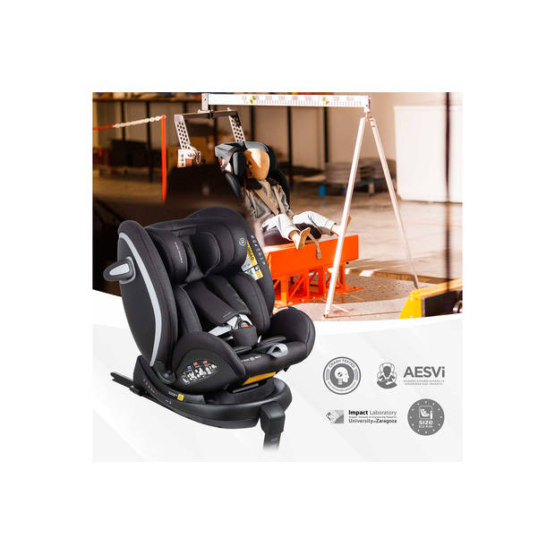 BabyAuto autostoel Muugi - iSize - 40-150 cm - 0-12 jaar - 0-36 kg - kleur zwart - groep 1 2 3 - Isofix