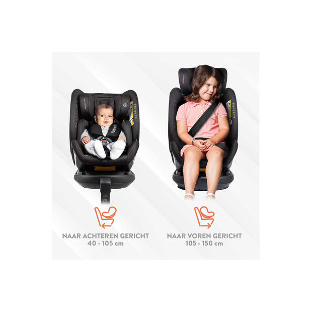 BabyAuto autostoel Muugi - iSize - 40-150 cm - 0-12 jaar - 0-36 kg - kleur zwart - groep 1 2 3 - Isofix