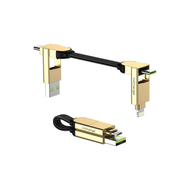 Rolling Square inCharge X l Alles in één kabel voor o.a. iPhone, Android, USB C en meer - Goud