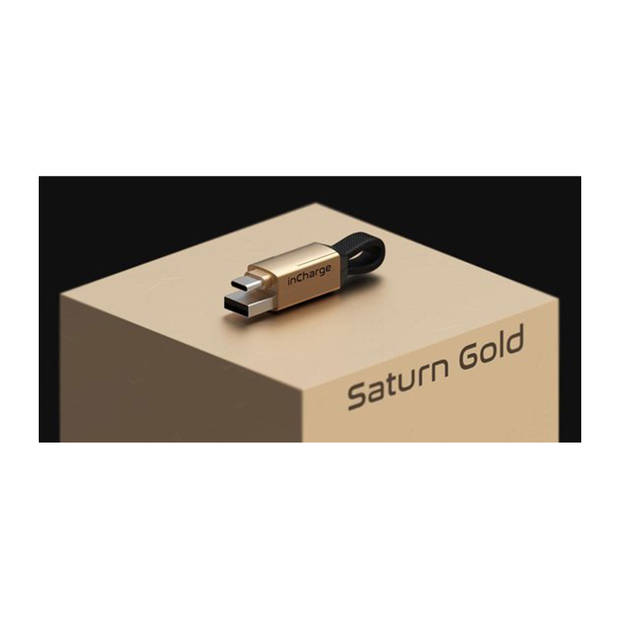 Rolling Square inCharge 6 Korte oplaadkabel voor o.a. iPhone Lightning kabel usb c - 6 in één all you need - Goud