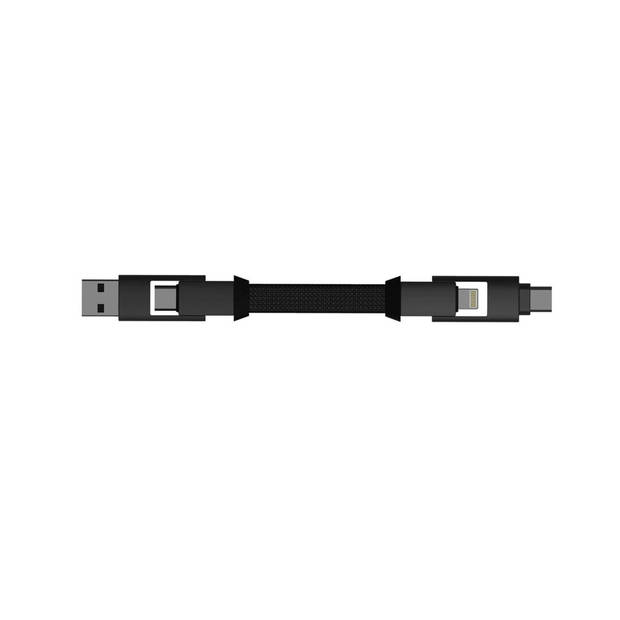 Rolling Square inCharge 6 Korte oplaadkabel voor o.a. iPhone Lightning kabel usb c - 6 in één all you need - Zilver