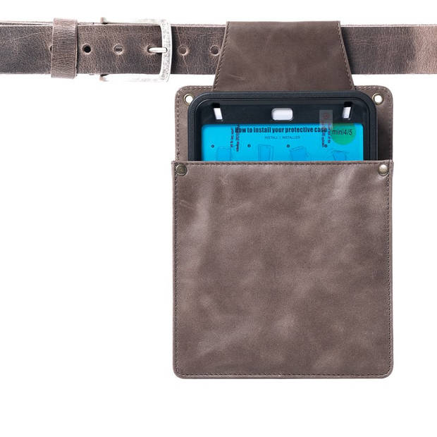 Holster - voor horeca portemonnee - Mini Ipad 3/4/5 - Leer - Grijs