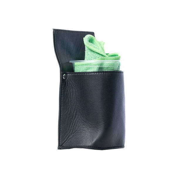 Poetsdoekholster - Met plastic beker - Leer - Zwart