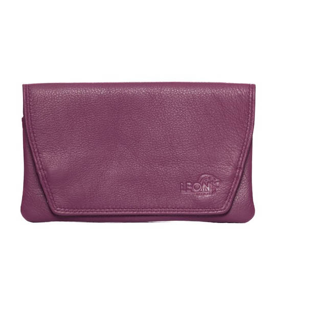 Shag etui - leer - compact - Fuchsia