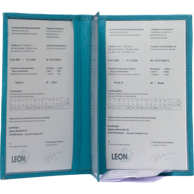 Autopapieren mapje - Compact - Leer - Lichtblauw