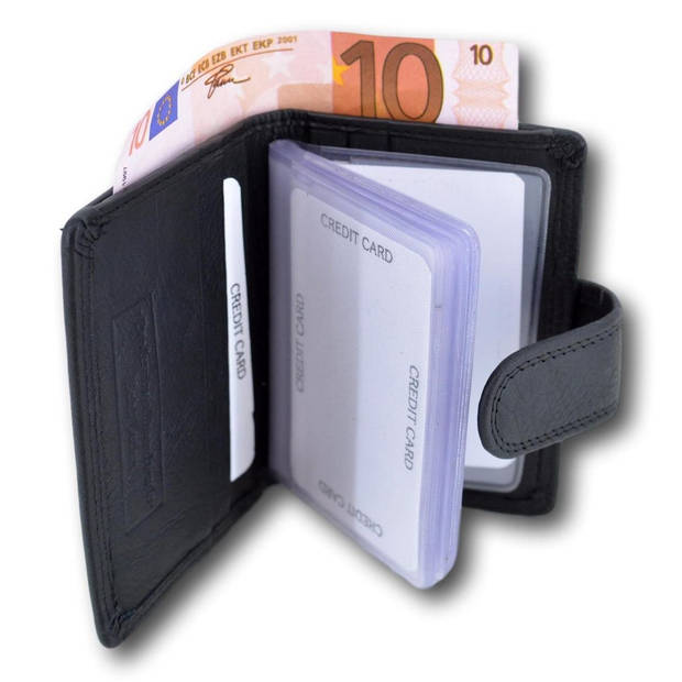 Pasjeshouder - Muntgeldvak - Papiergeld - Leer - Zwart