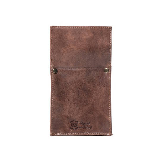 Poetsdoekholster - Met plastic beker - Leer - Cognac bruin