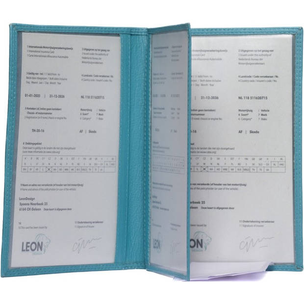 Autopapieren mapje - Compact - Leer - Turquoise