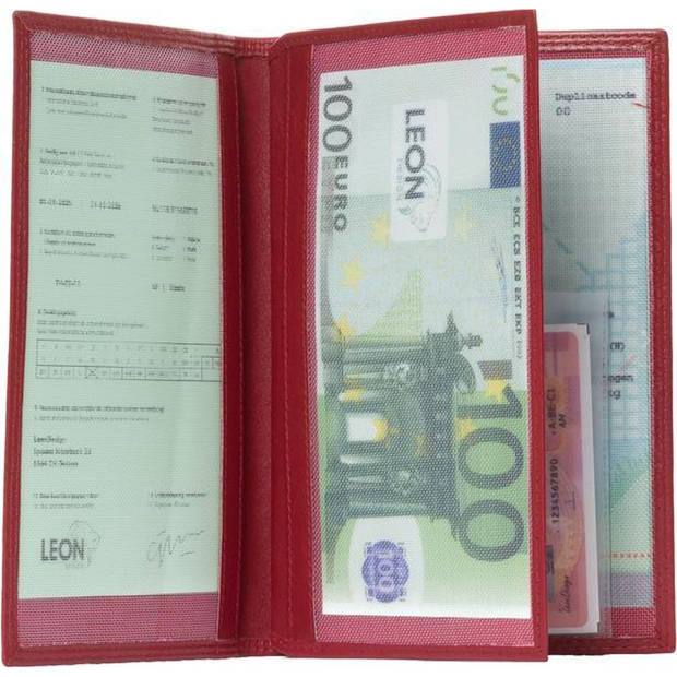 Autopapieren mapje - Compact - Leer - Bordeaux rood