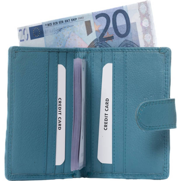 Pasjeshouder - Muntgeldvak - Papiergeld - Leer - Turquoise