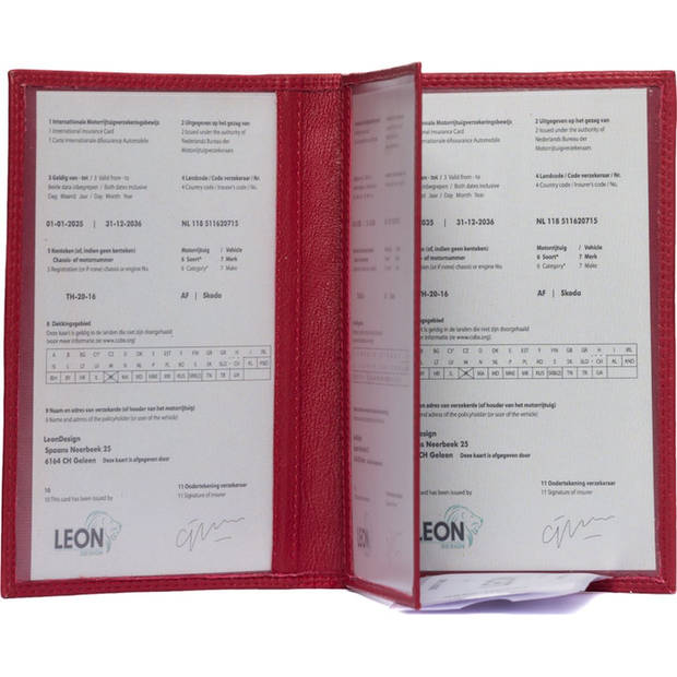 Autopapieren mapje - Compact - Leer - Rood