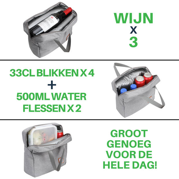 Brisby 4 Laags Geïsoleerde Koeltas - Lunchtas 7 liter - Lichtgrijs