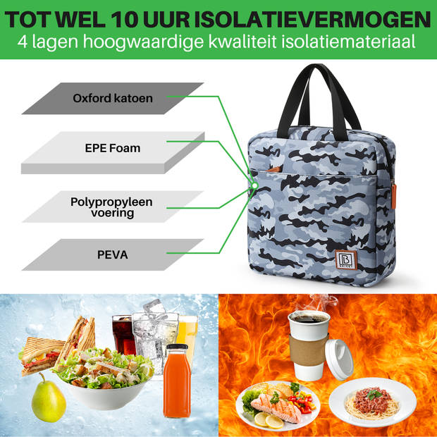 Brisby 4 Laags Geïsoleerde Koeltas - Lunchtas 7 liter - Camouflage Blauw