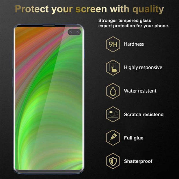 Cadorabo Screenprotector geschikt voor Samsung Galaxy S10 PLUS in KRISTALHELDER - Tempered Display Pantser Film